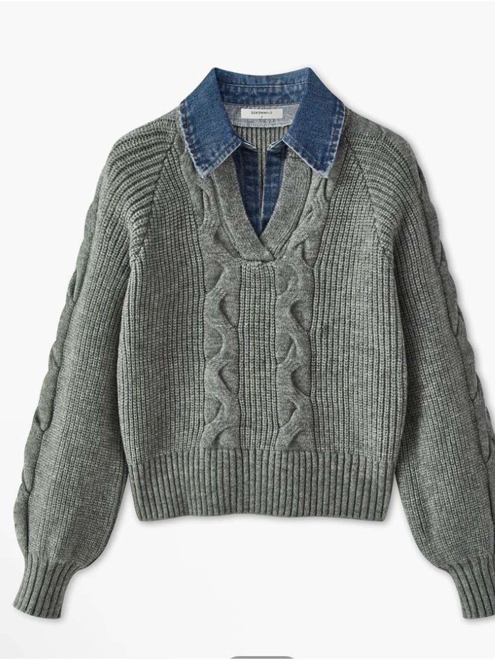 Commense Denim panel ribbed sweater